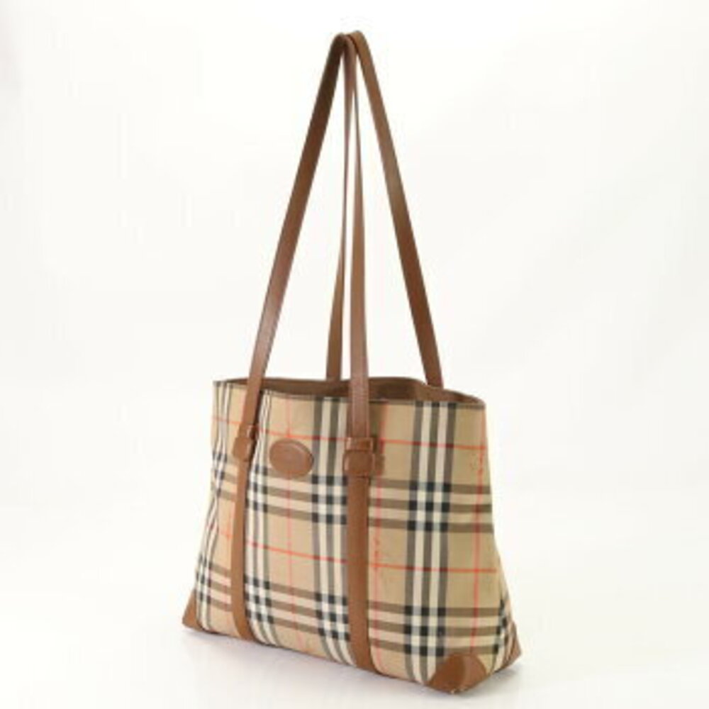 Burberry Nova check horse logo leather tote bag shoulder business document brown - Picture 2 of 14
